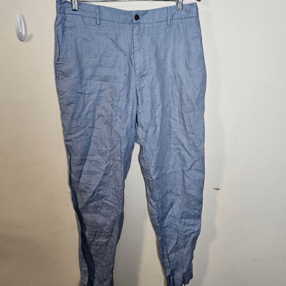 Zara Linen Cotton Lightweight Summer Womens Dress Pants Blue Size XL
